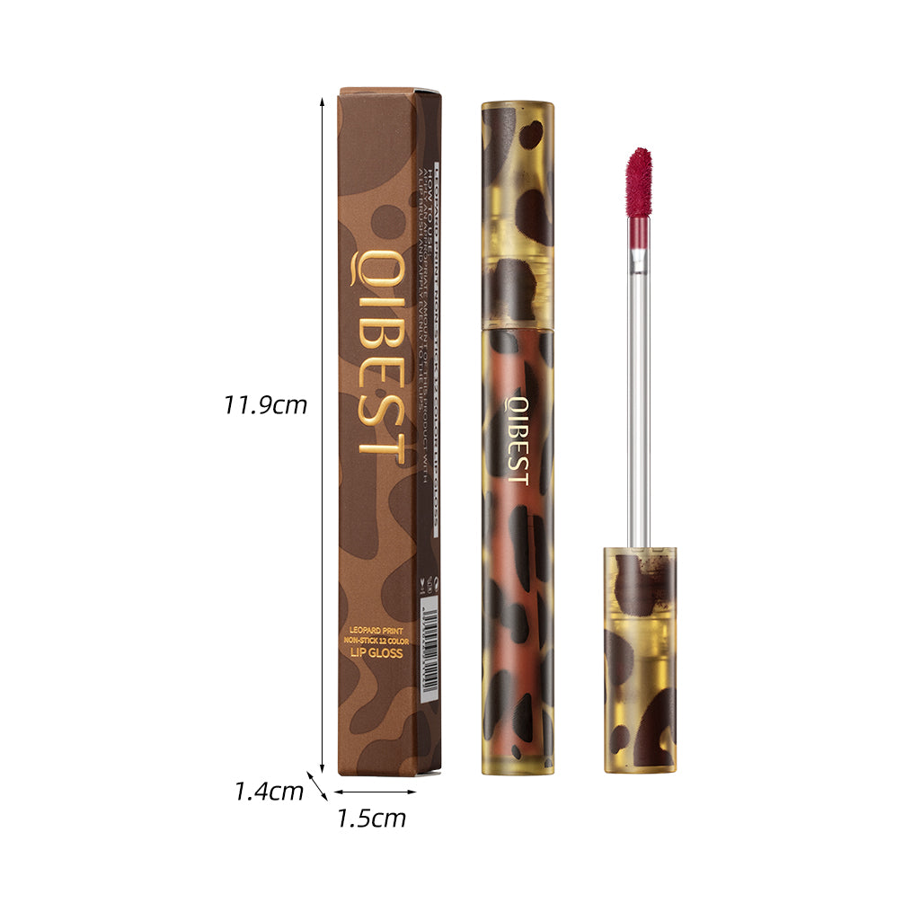 Leopard Print Velvet Matte Liquid Lipstick Lasting Waterproof Non-Stick Cup Lip Gloss Women Sexy Moisturizing Lip Tint