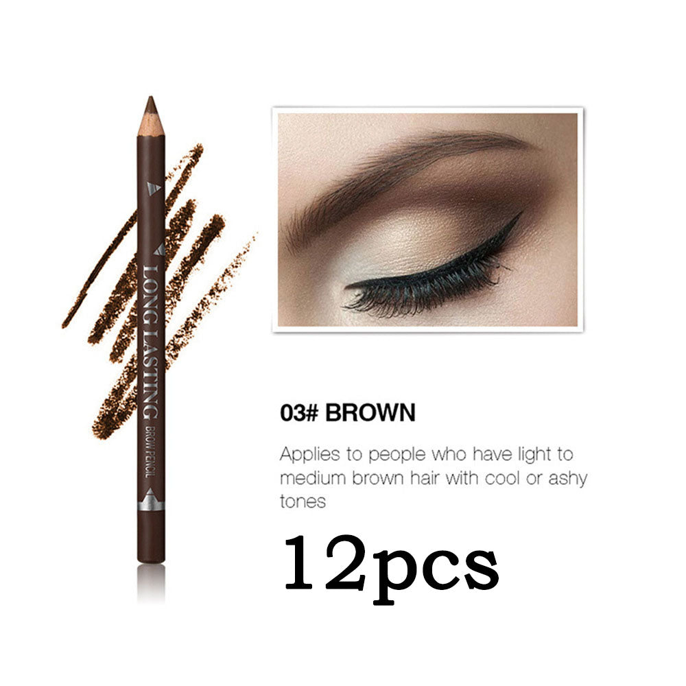 6pcs 3 colors Long Lasting Waterproof Eyebrow Pencils Double Use Wooden Pole Eyeliner Permanent Makeup Tattoo Accessories