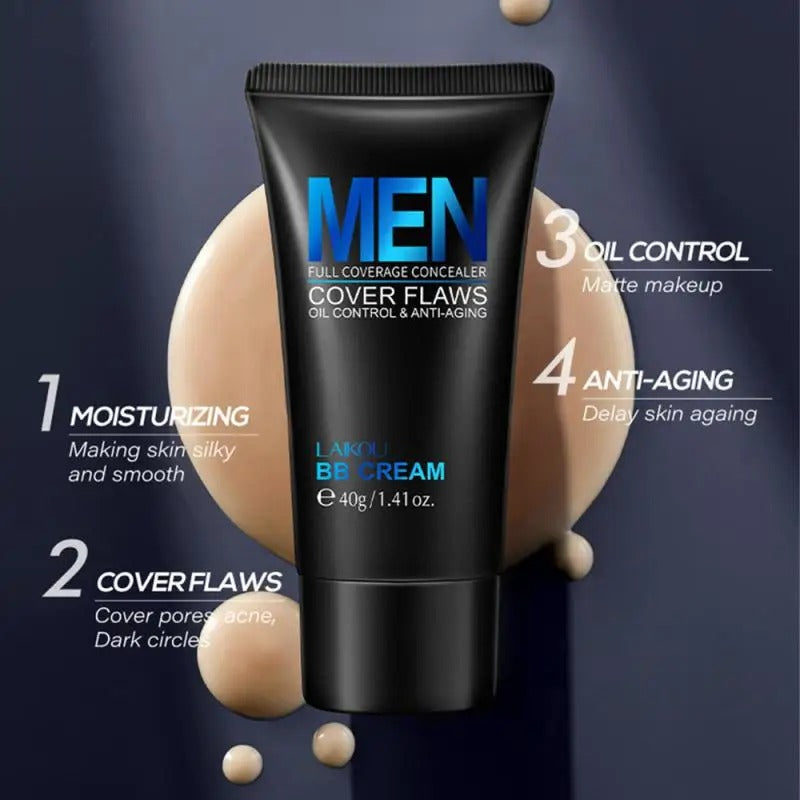 Men'S BB Cream Natural Waterproof for Oil Control Acne Treatment Concealer Skin Improvement Deep Cleansing Cosmetics 40g