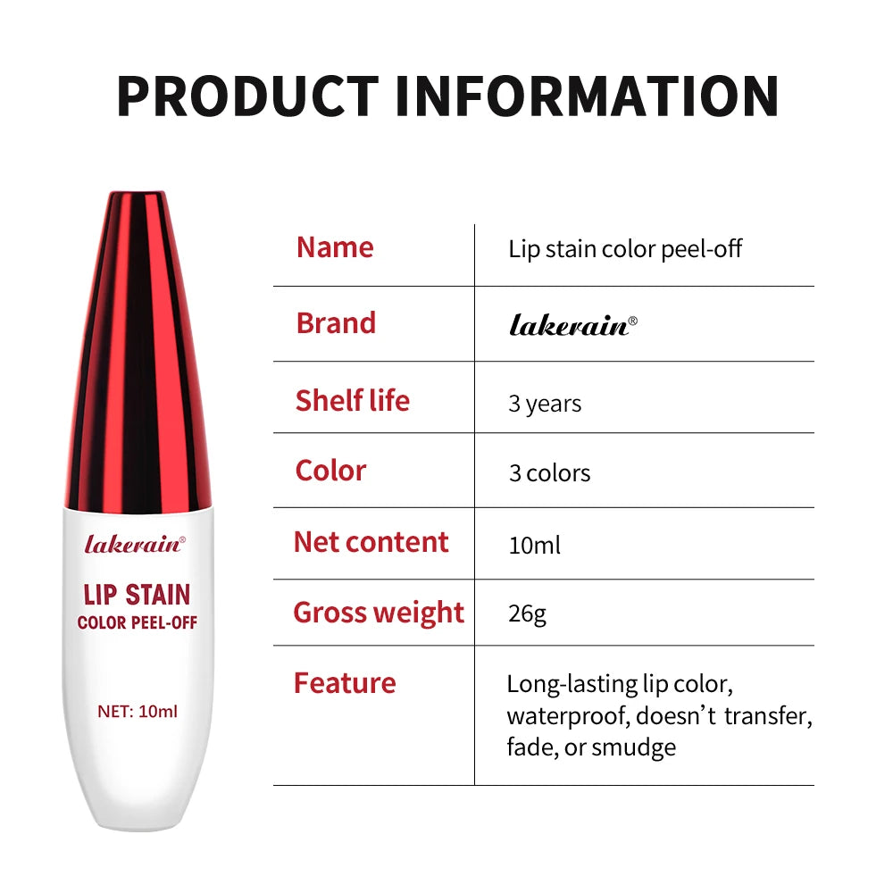 Peel Off Rose Pink Lip Gloss Matte Outline Contour Tattoo Lip Stain Waterproof Transfer Resistant Tear Off Natural Lip Tint