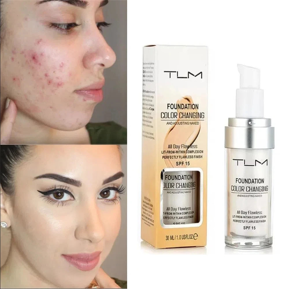 30ML  Foundation Color Changing Makeup Base Nude Face Full Cover Matte Concealer Long Lasting Make Up Liquid Foundation Cream