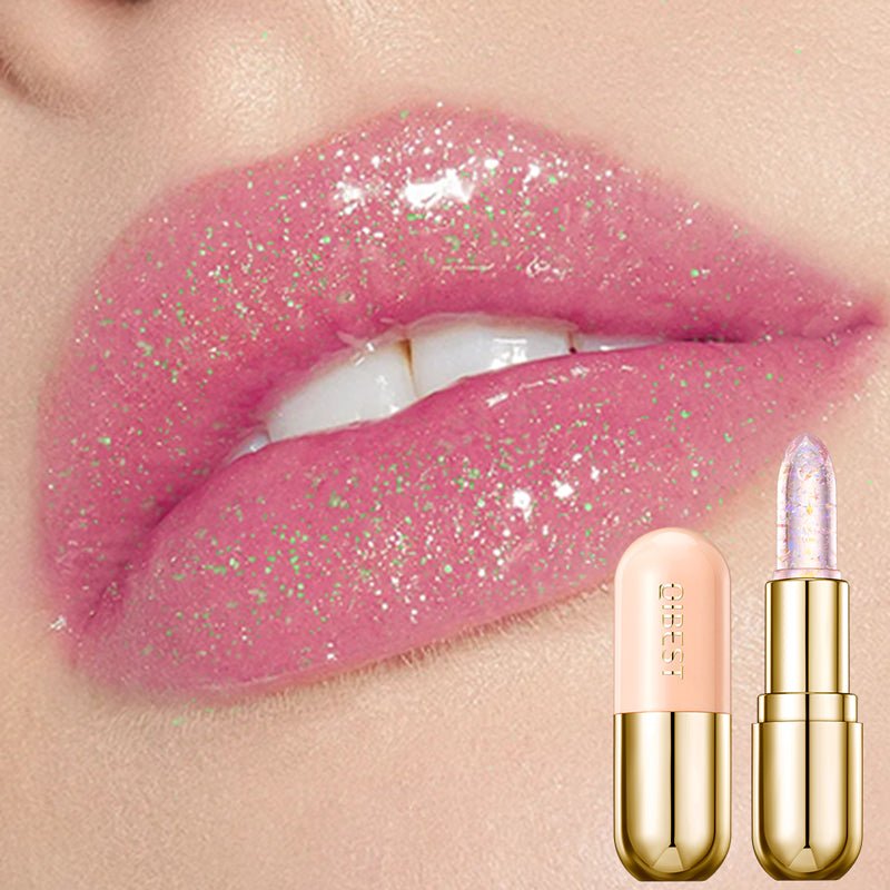 Glitter Lipstick Lip Balm Color Change Transparent Moisturizing Crystal Jelly Pearlescent Lip Plumper Gloss Tint Cosmetic
