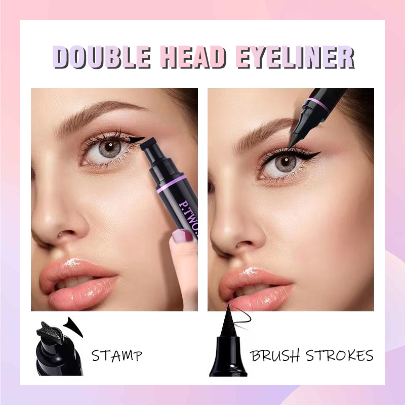 2 Pcs/Box Black Eyeliner Liquid Pencil Cat Eye Wings Eyeliner Stamp Waterproof Quick Drying Long Lasting for Eye Makeups