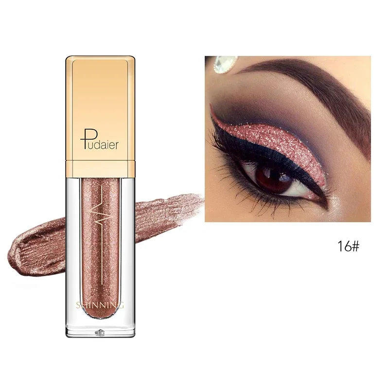 New Liquid Eyeshadow Waterproof Glitter Pigments Purple Gold Metalic Women Beauty Gel Eye Shadow Cream 18 Colors Makeup