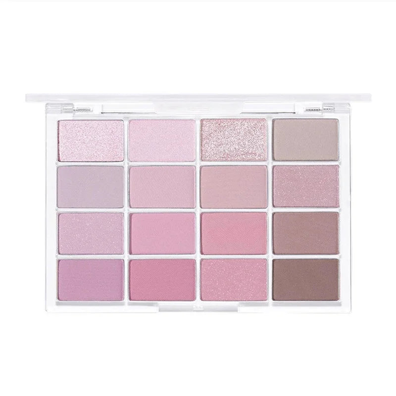 16 Colors Eyeshadow Palette Low Saturation Rose Pink Pearly Matte Glitter Eyeshadow Shiny Eye Shadow Long-lasting Eye Makeup