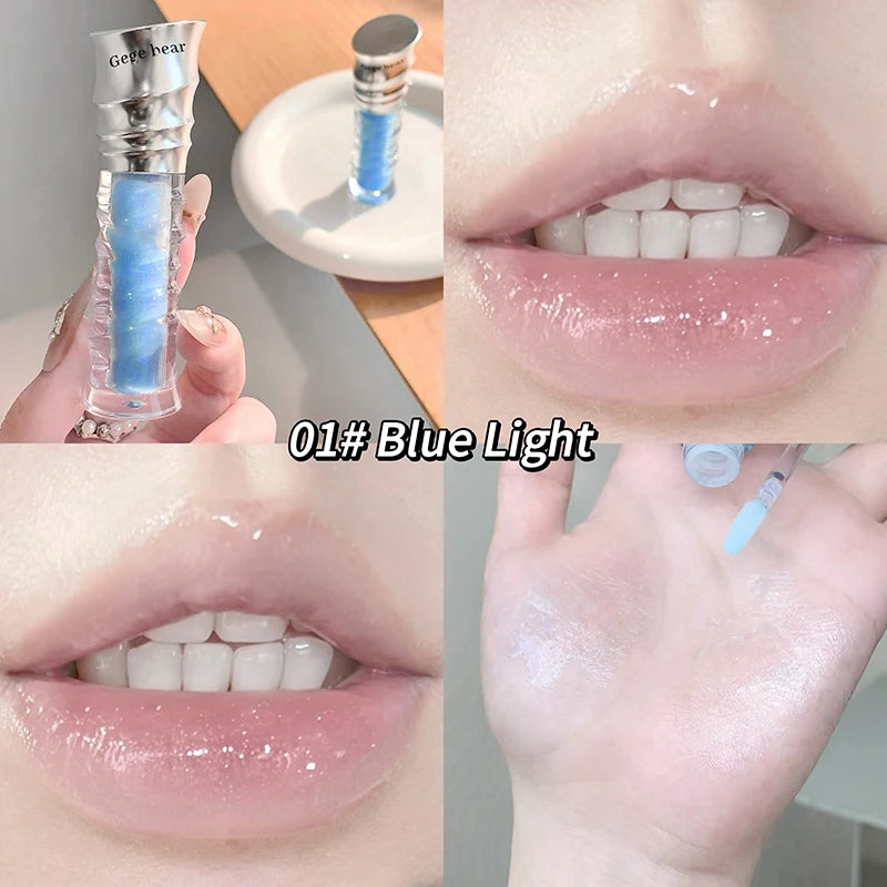 Fashion Shell Lip Gloss Long-lasting Hydrating Jelly Lip Oil Waterproof Non-fading Mirror Shimmer Blue Almond Lip Gloss Cosmetic