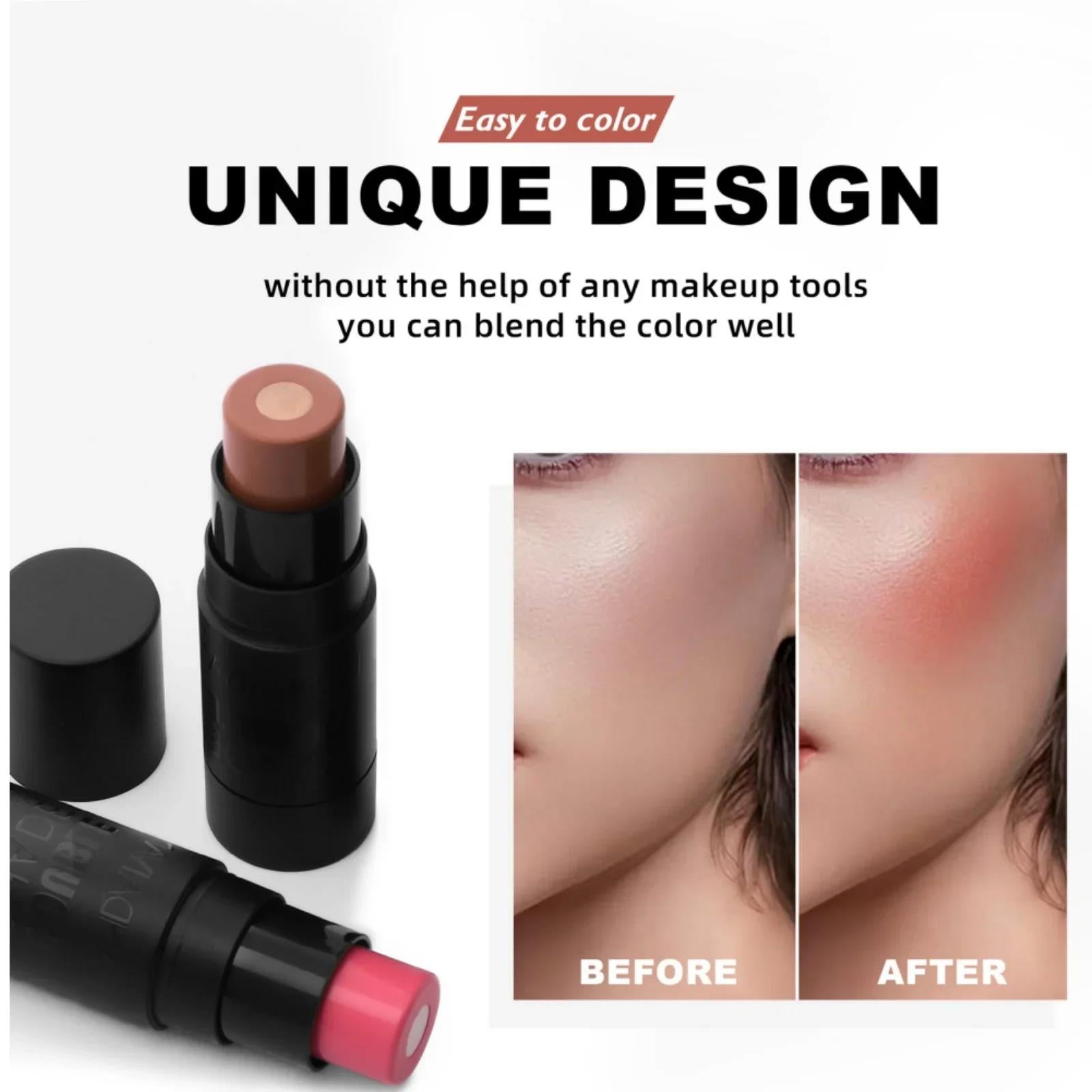 Velvety Sandwich Blush Highlighter Stick Long Lasting Rouge Tint Cream For Cheeks Lips Eyes Easy Blend Natural Look