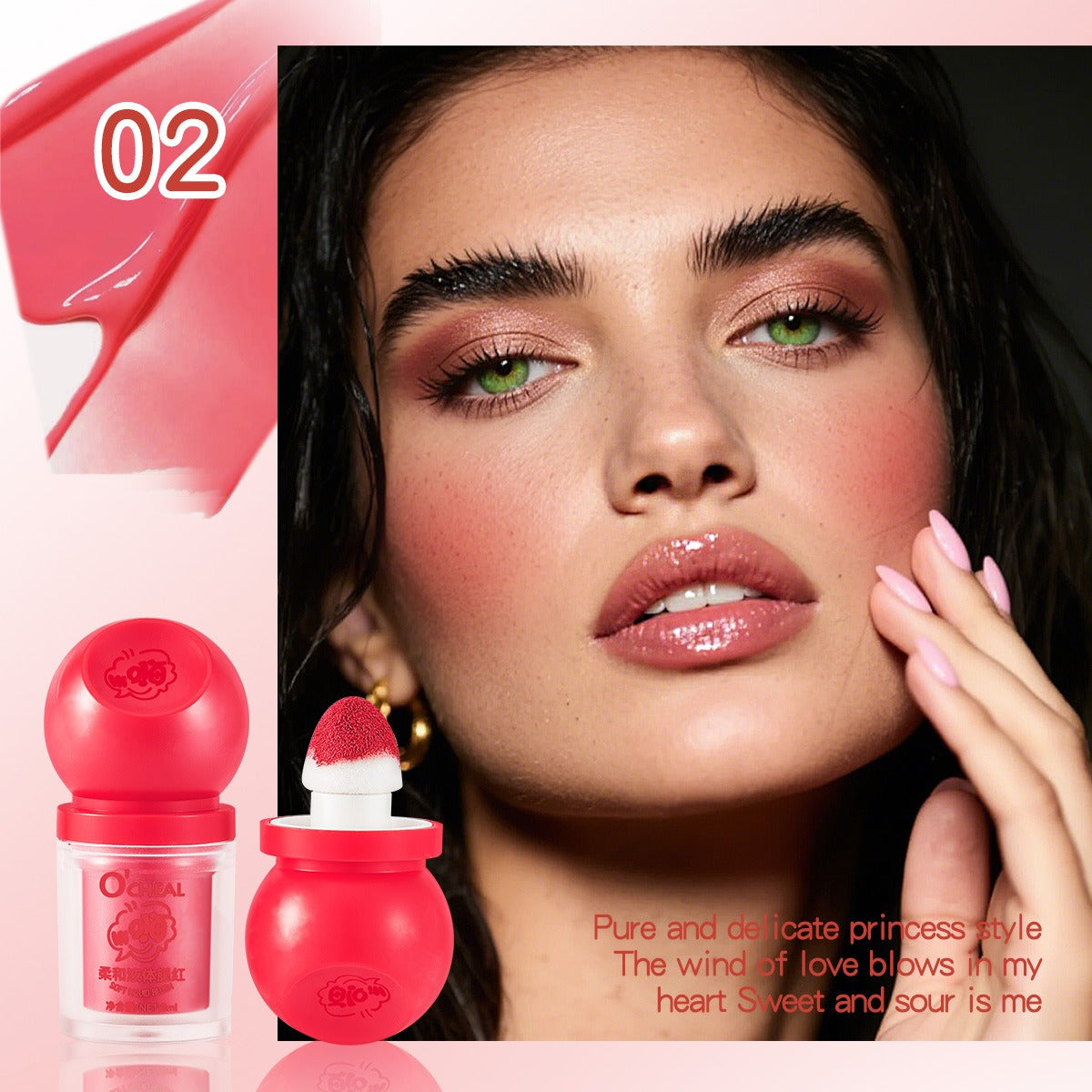 Natural Look Long-Lasting Liquid Blusher Easy Color Lip & Cheek Stick/Blush Eyeshadow Compact & Portablefor Daily Makeup