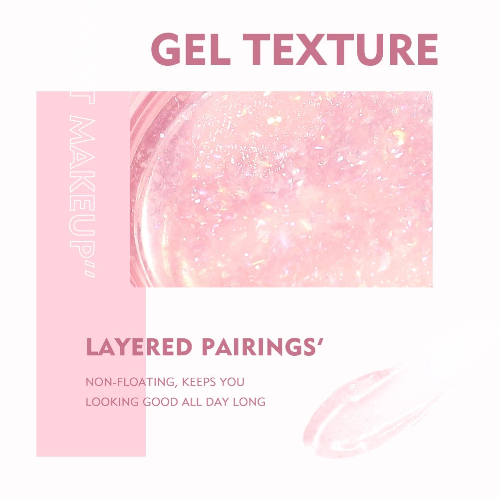 Glassy Blush Gel Temperature Changing Color Peach Cheek Tint Clear Glitter Long Lasting Makeup Rouge Eyeshadow Make Up Tool 10g