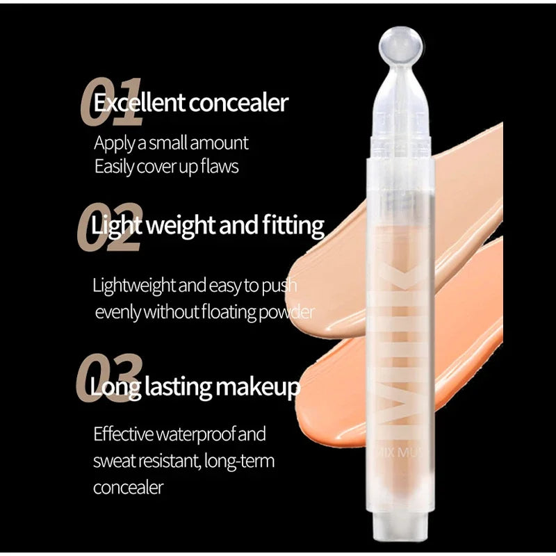 3 In 1 Milk Concealer Under Eye Tint Brighten Sunshine Foundation Skin Repaire Lighten Acne Mark Moisturizing Oil-control Makeup