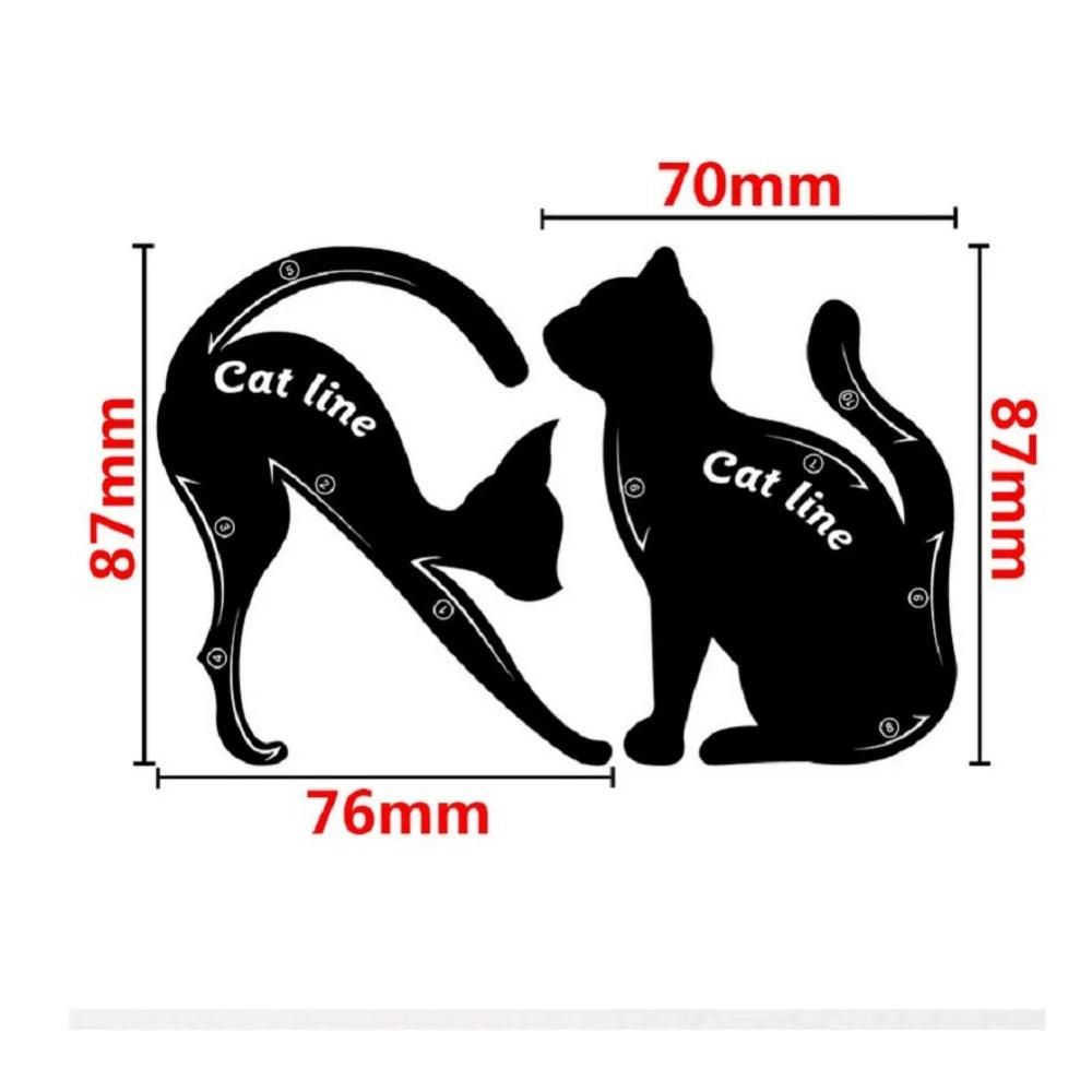 Dual End Black Liquid Eyeliner Pencil Pro Waterproof Long Lasting Makeup Eye Liner Pen+ Cat Line Eye Makeup Stencils