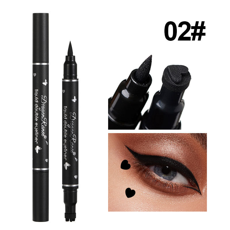 2 IN 1 Butterfly Seal Eyeliner Pen Star Moon Stamp Long-Lasting Waterproof Black Liquid Eye Liner Pencil