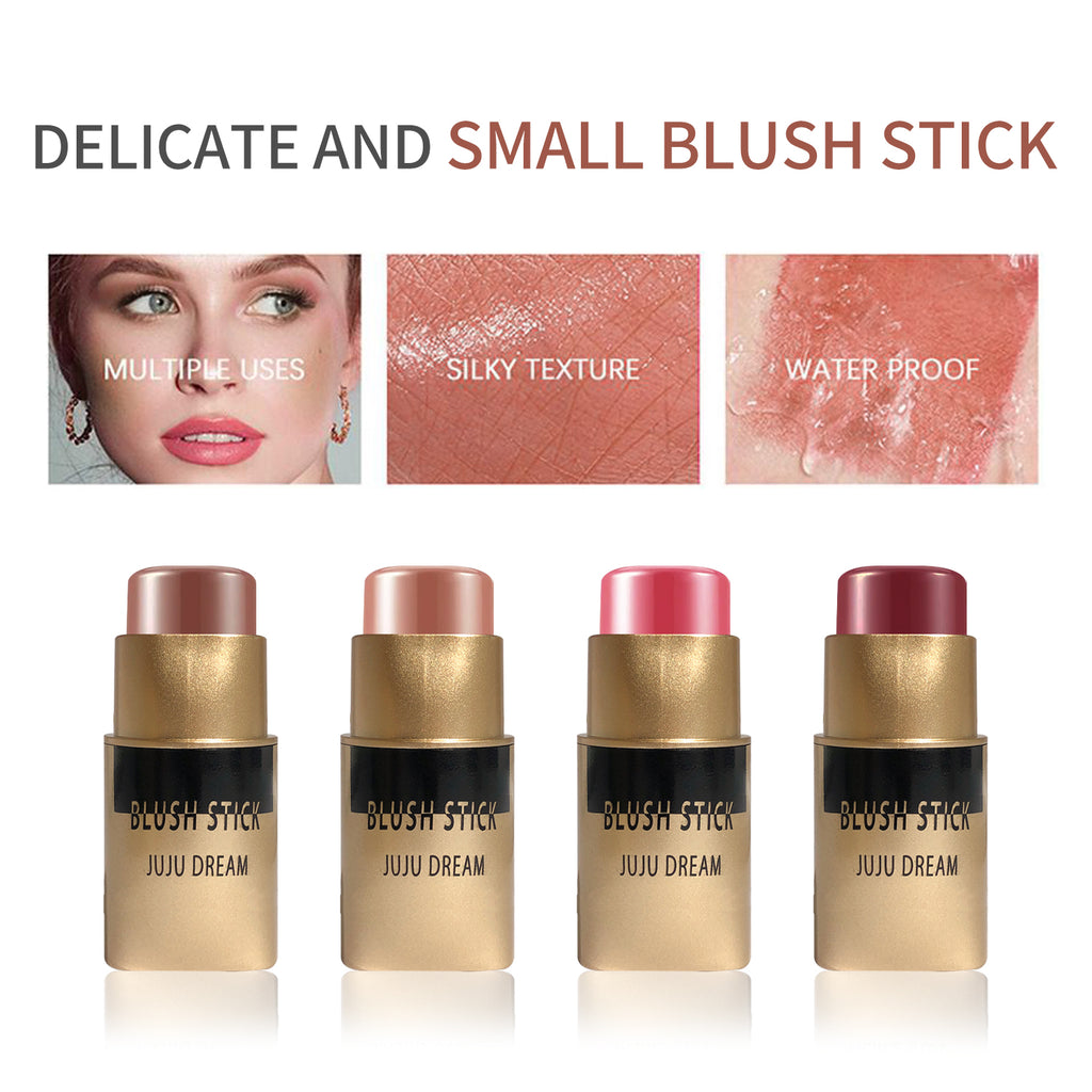 Golden lustrous blush stick with a contour stick   featuring a blend of bronze powder and blush   a facial contour pen
