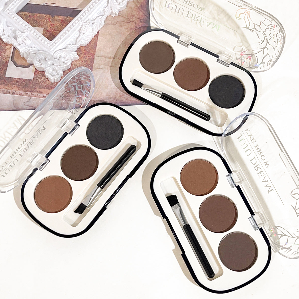 Three-color eyebrow powder pan eyebrow cream lasting waterproof and sweat-proof beginner eyebrow powder female
