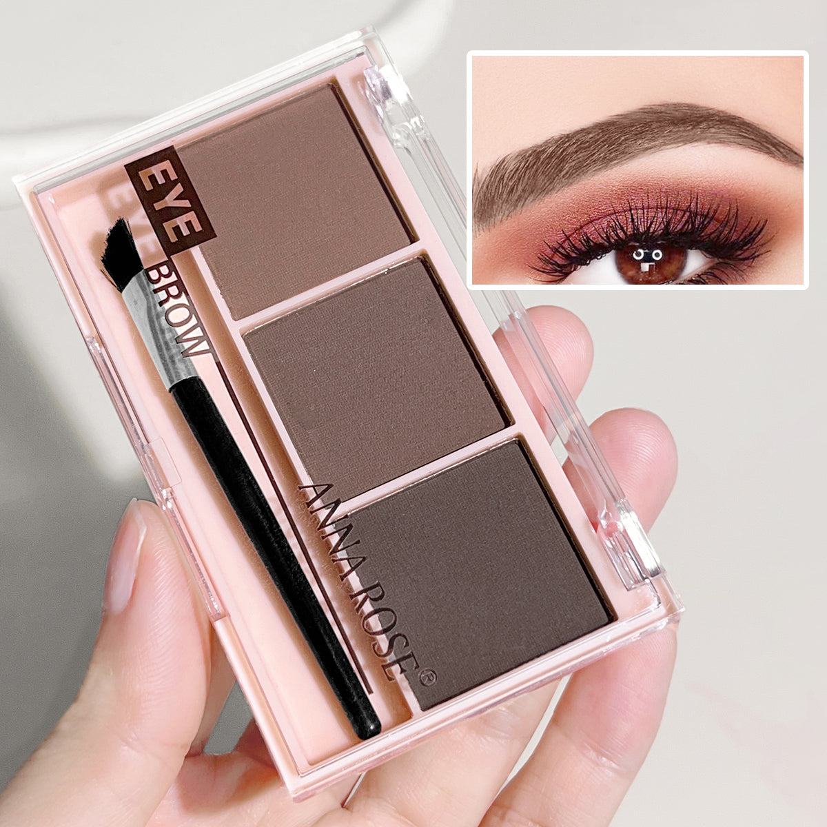 3-color brow powder palette with brush matte water and sweat resistant natural color brow powder long-lasting