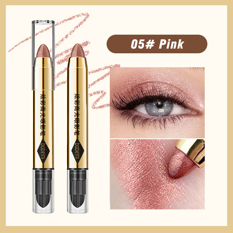 Dual-Ended Highlighter Eyeshadow Pencil – Shimmering  Brightening  Long-Lasting  Non-Smudge  Pearlescent Glow Stick for Makeup