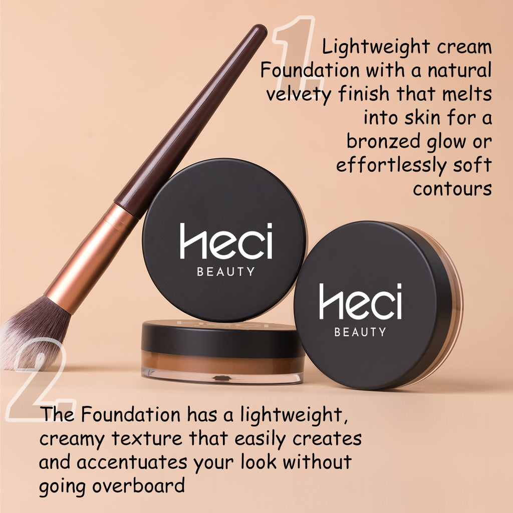 Waterproof Foundation Full Coverage Oil-control Matte Velvet Nourishing Flawless Cream Foundation  0.7oz Cream Bronzer Makeup