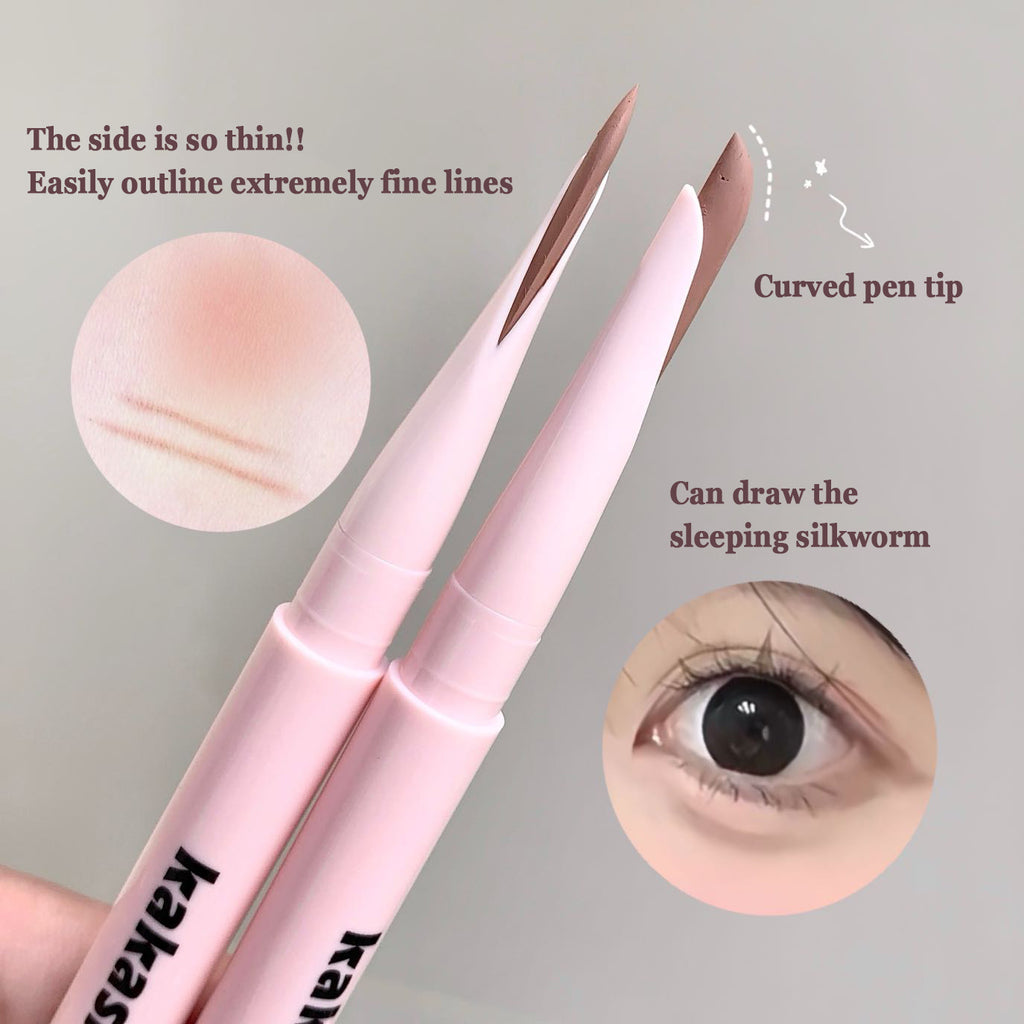 Double-head Gel Blade Eyeliner Pencil With Sponge Smudging Silkworm Pen High Gloss Powder Natural Brightens Eyeshadow Stick