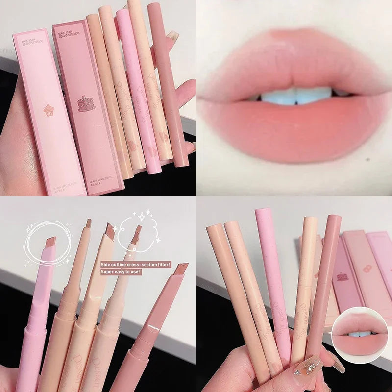 Nude Pink Lip Liner Waterproof Matte Contouring Tint Lipstick Long Lasting Non-stick Cup Velvet Lipliner Pencil Makeup Comestics