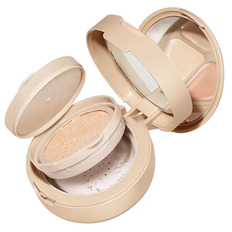 Three-layer Cushion Cream Concealer Loose Powder Three-in-one Oil Control Concealer Setting Makeup Long-lasting