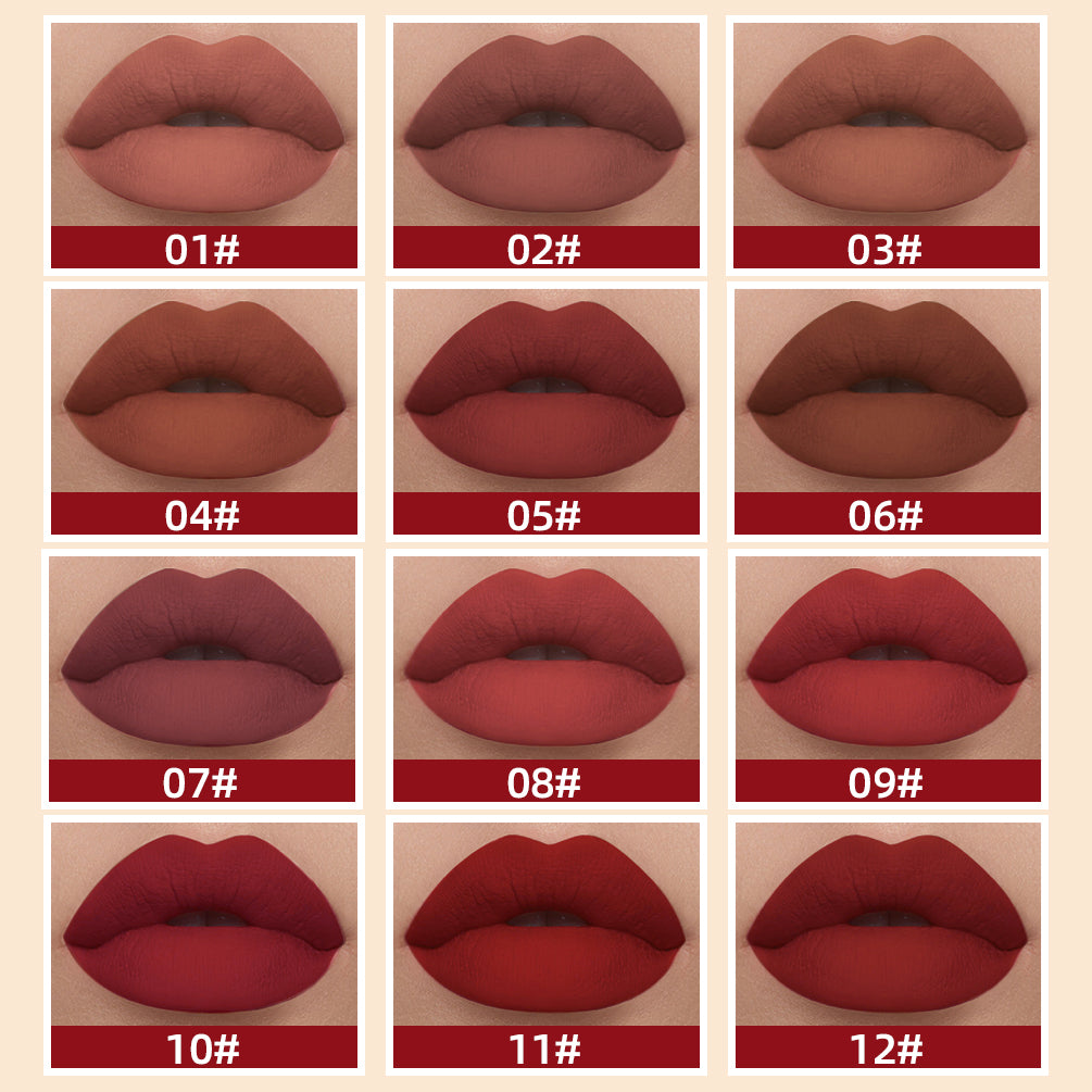 Sexy Red Matte Lip Gloss Long Lasting Velvet Liquid Lipstick Lip Makeup Women Beauty Nonstick Cup Waterproof Lipgloss