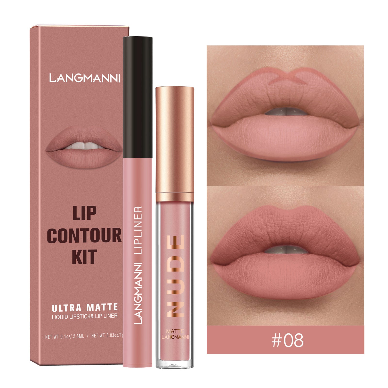 Waterproof Lasting Matte Velvet Lip Gloss Lip Liner Set 2pcs/set Lipliner Pen and Lip Gloss Combination Set Lips Contour Makeup
