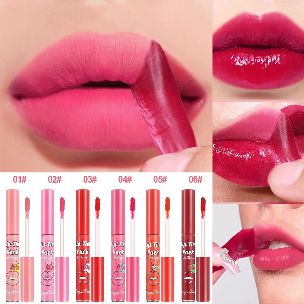 Peel-off Lip Glaze Waterproof Long Lasting Non-stick Cups Lipsticks Matte Sexy Red Tear-off Liquid Tattoo Lip Stain Cosmetics