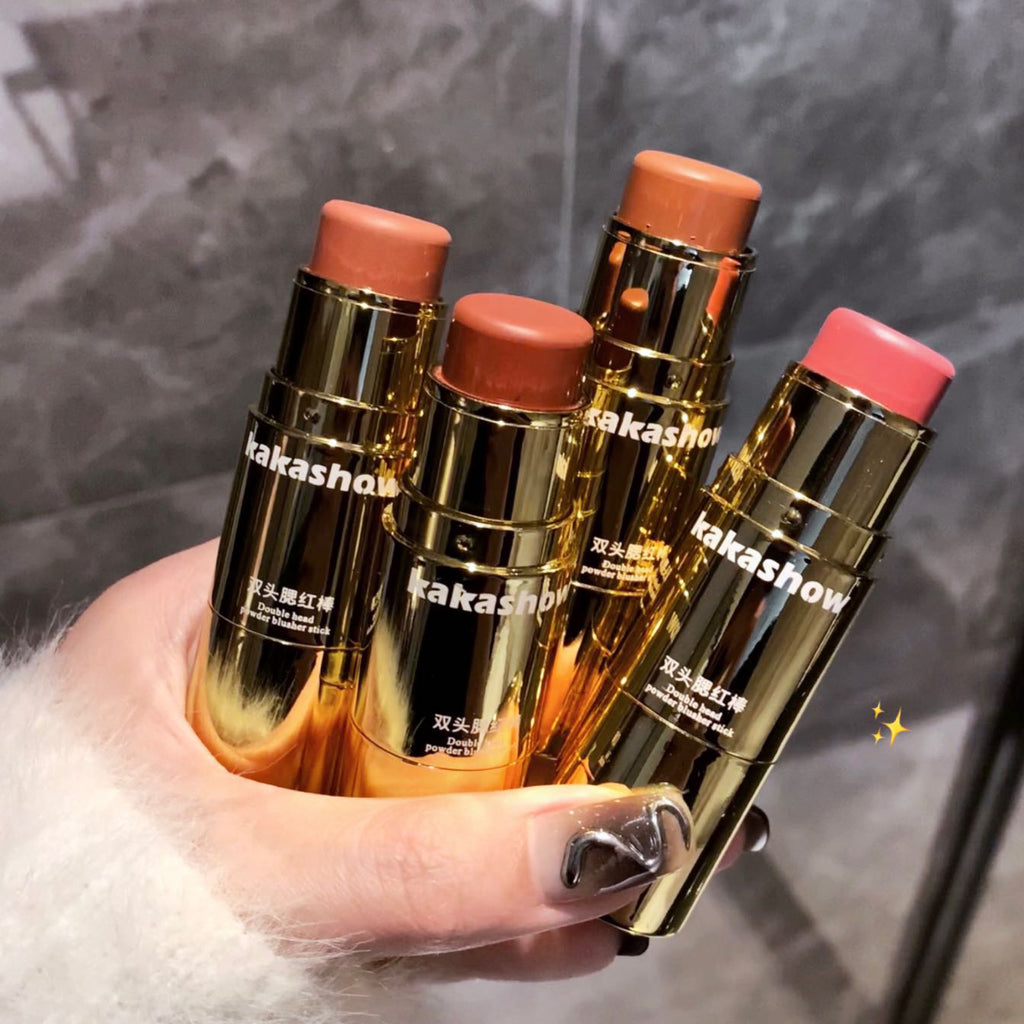 Double-ended Blush Stick Sponge Soft Face Brightening Low Saturated Blusher Cream Peach Pink Cheek Tint Korean Makeup Cosmetics