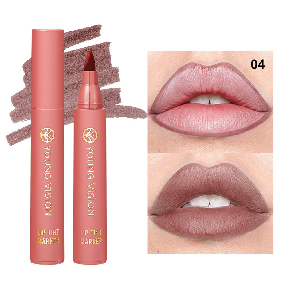 Matte Lipstick Lip Dye Pen Lipliner Waterproof Lasting Sexy Matte Lip Liner Contour Pen Lipgloss Makeup Non-Stick Cup Cosmetics