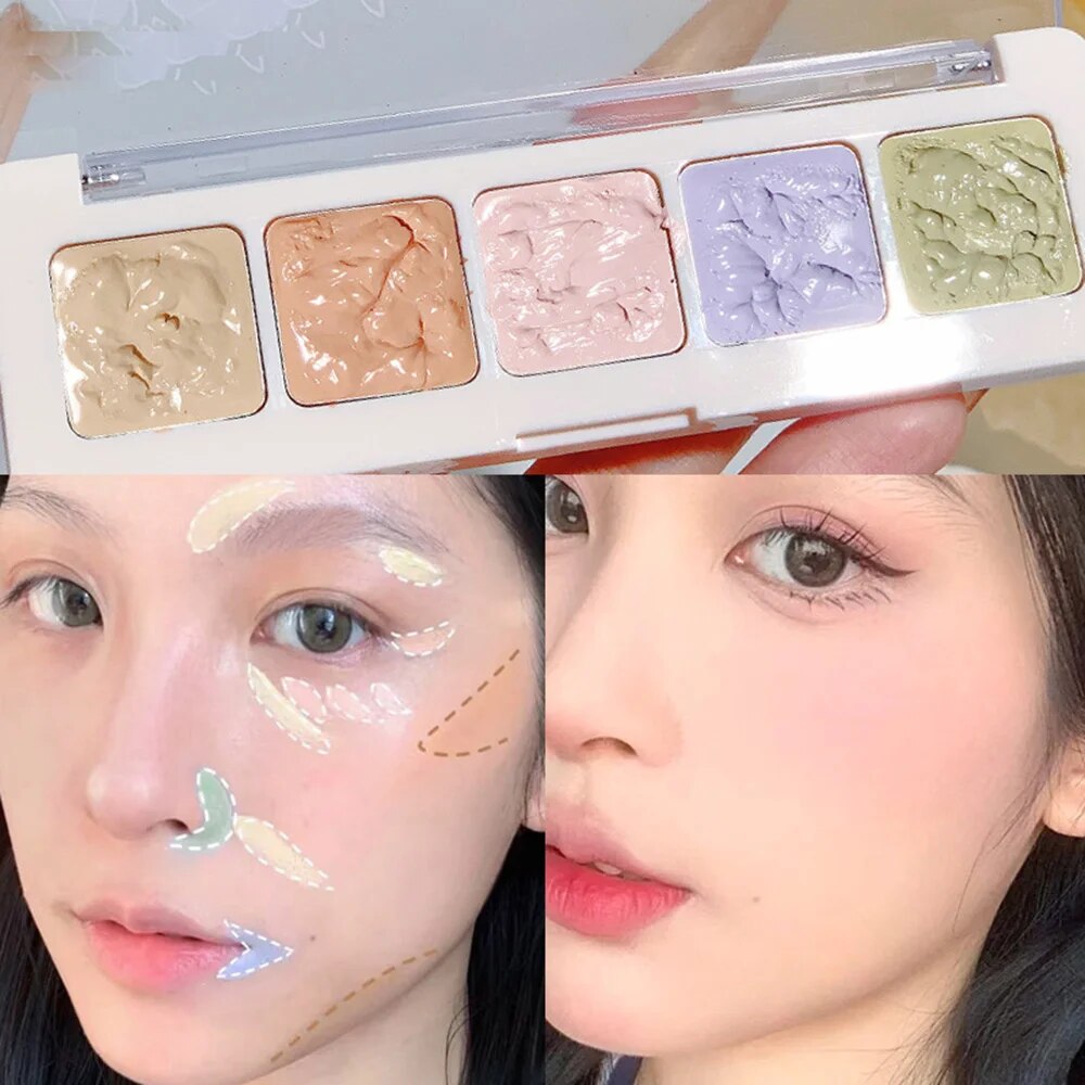 5 Colors Corrector Palette Color Correcting Concealer Palett Face Contouring Highlighter Conceals Dark Circles Blemishes
