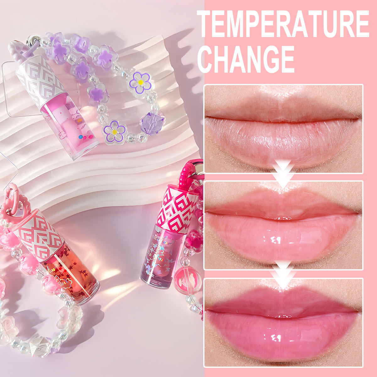 3 colors randomly sent mobile phone pendant portable lip gloss natural nude color cute and moisturizing