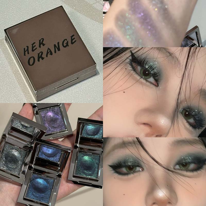 Metallic Glitter Eyeshadow Cream Sparkling Mousse Shimmer Highlighter Pressed Pigments Ice Purple Pearlescent Eyeshadow Palette