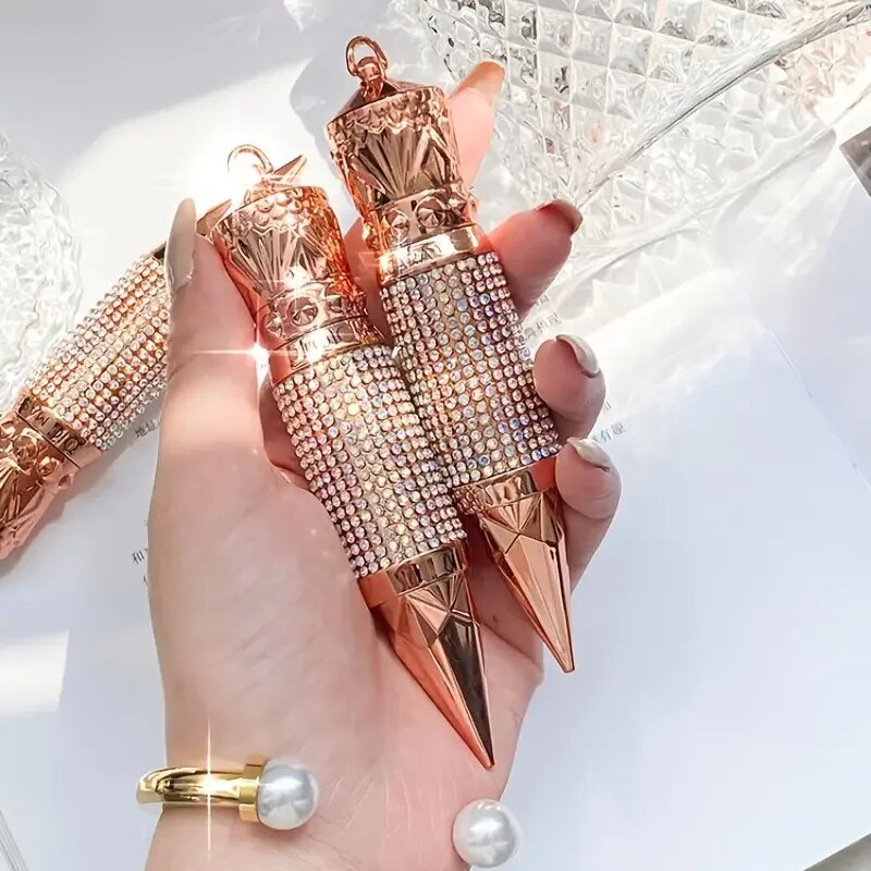 Mascara Waterproof Smudge Proof Elongate Eyelashes Makeup Tool  Natural Thick Curling  Rhinestone Decorative Shell