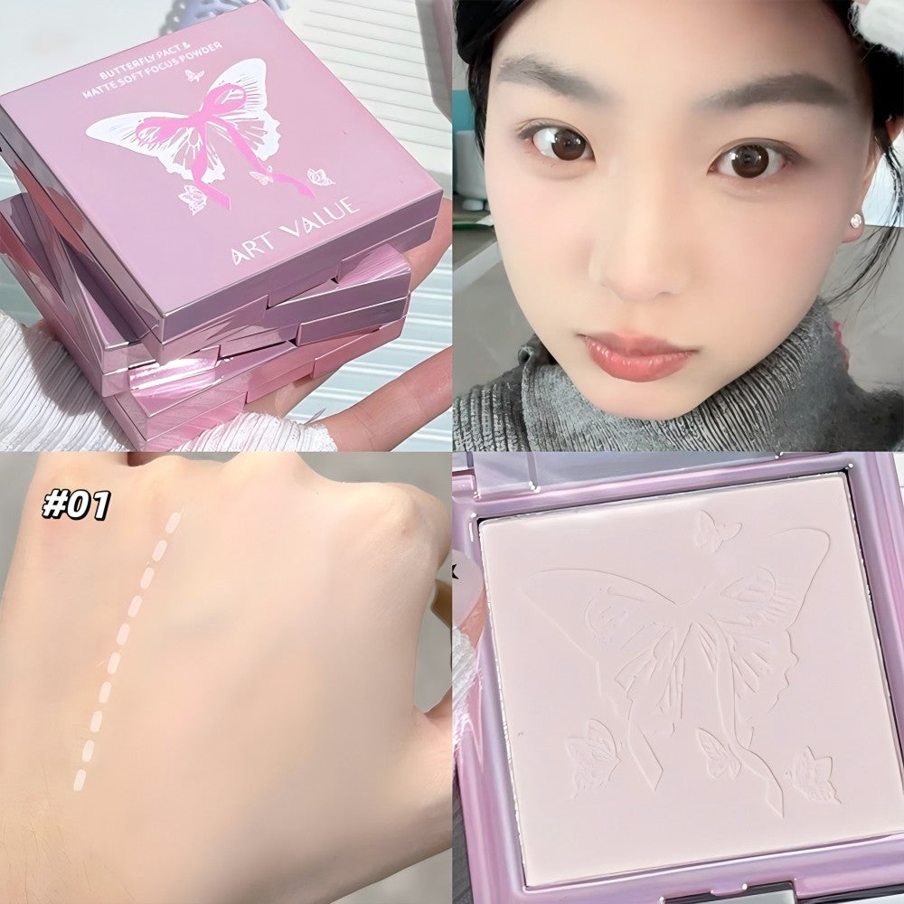 Art Value Butterfly Matte Soft Focus Pressed Powder for Setting and Touch-up Light and Long-lasting