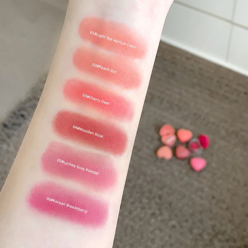 Heart-shaped Blush Cream Lip Cheek Dual-purpose Lip Mud Long-Lasting Tender Look Uplifting Color Matte Monochrome Blusher Cream