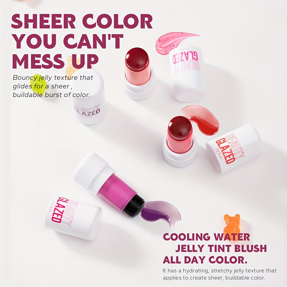 Makeup Blush Stick Lip Tinted Cooling Water Jelly Tint Jelly Blush Stick Watercolor Multi-Use Matte Blush Makeup