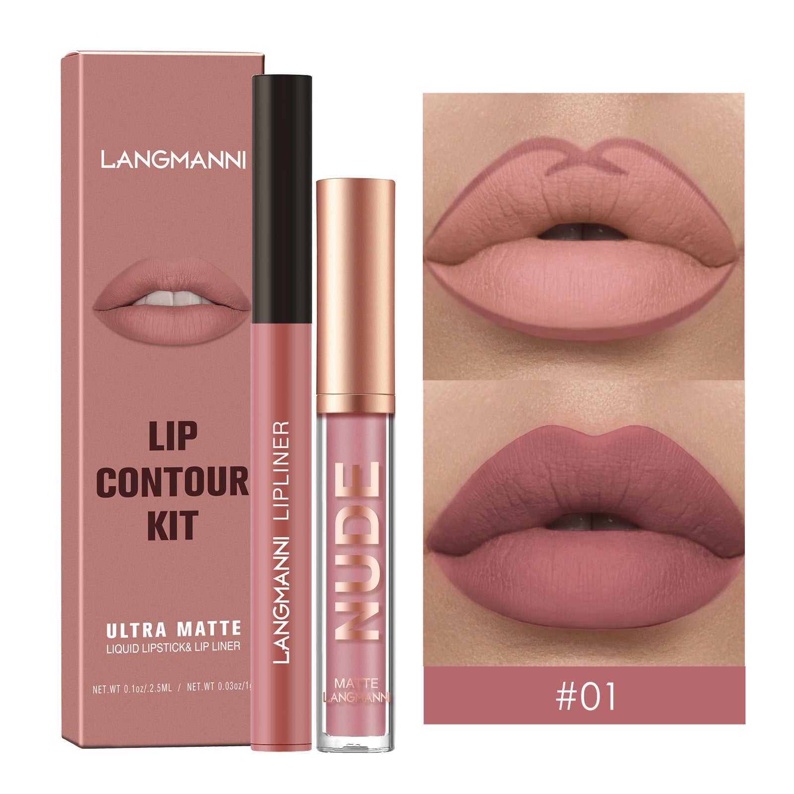 Waterproof Lasting Matte Velvet Lip Gloss Lip Liner Set 2pcs/set Lipliner Pen and Lip Gloss Combination Set Lips Contour Makeup