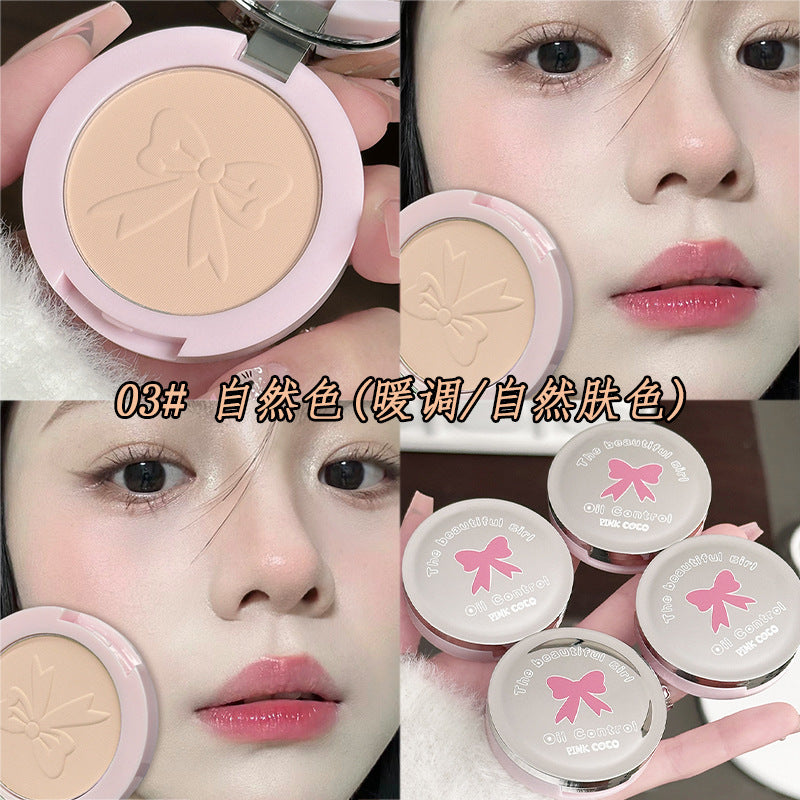 bow makeup powder oil control concealer repair plate makeup powder long-lasting waterproof powder