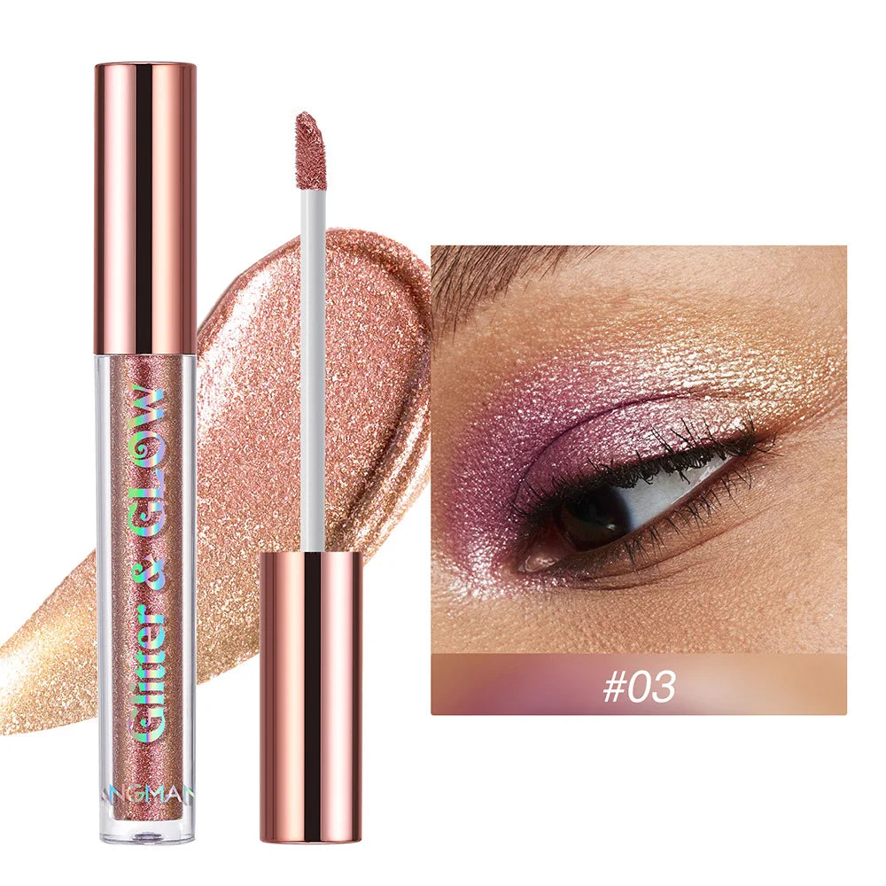 Women Pearlescent Face Liquid Eyeshadow Highlighter Shiny Eyeliner Glitter Eyeshadow Waterproof Brighten Eyes Makeup Beauty