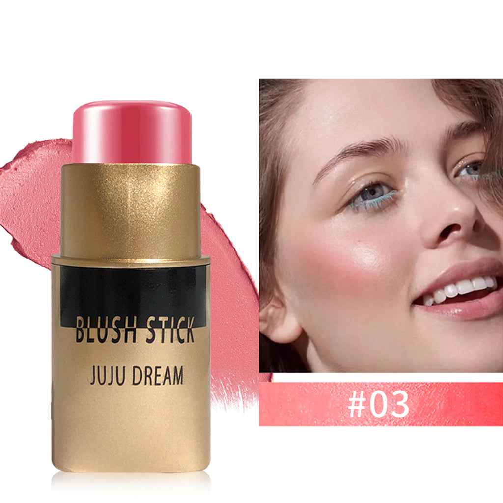 Golden lustrous blush stick with a contour stick   featuring a blend of bronze powder and blush   a facial contour pen