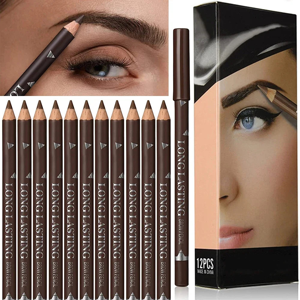 6/12Pcs Eye Brow Pencil Waterproof Professional Women Eye Makeup Pen Easy Color Natural Black Cosmetic Beauty Eyebrow Tool