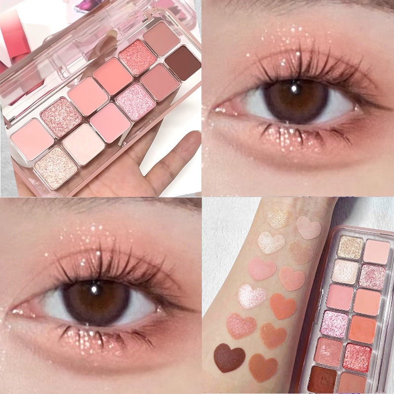 12 Colors Shimmer Matte Eyeshadow Palette Nude Rose Pink Glitter Pigment Eye Shadow Lasting Waterproof Make Up Palette Cosmetics