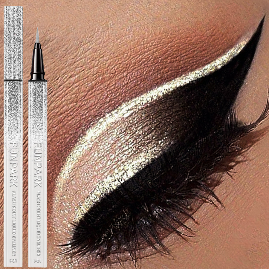 6 Color Diamond Shiny Eye Liner Eyeshadow Waterproof Quick-dry Silver Gold Metellic Pearlescent Liquid Eyeliner Makeup Gilfts