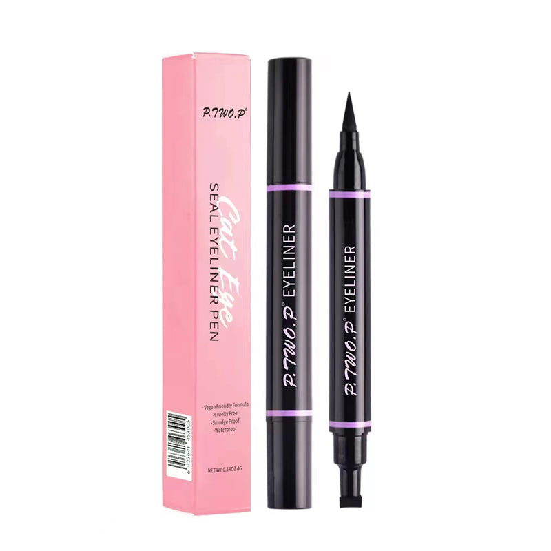 2 Pcs/Box Black Eyeliner Liquid Pencil Cat Eye Wings Eyeliner Stamp Waterproof Quick Drying Long Lasting for Eye Makeups