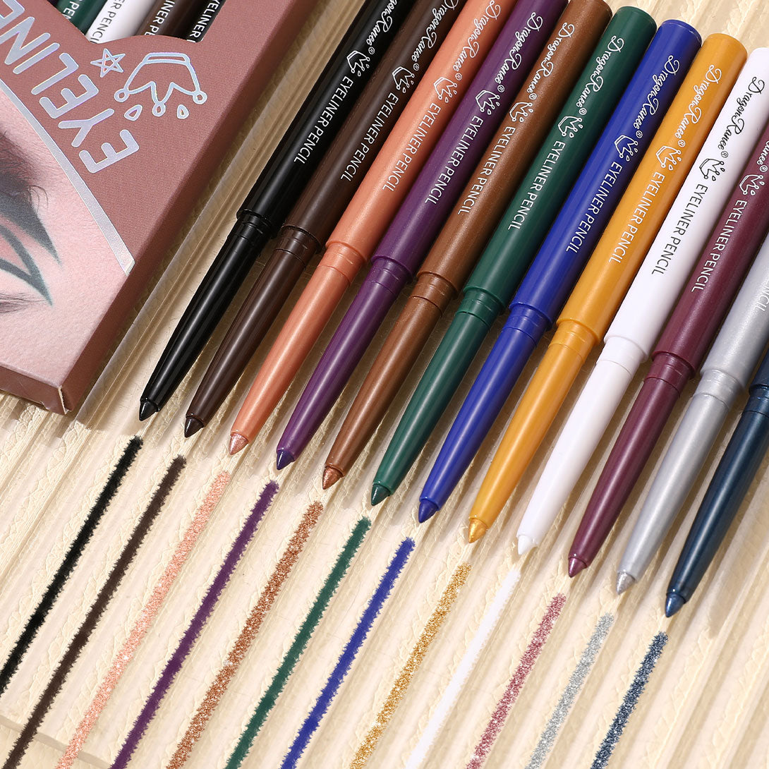 12-Piece Colorful Eyeliner Set  Waterproof   Non-Smudged  Non-Irritating  Long-Lasting Makeup Effect   Multi-Colorful Holiday Performance Stage Eyeliner Set Gift Set