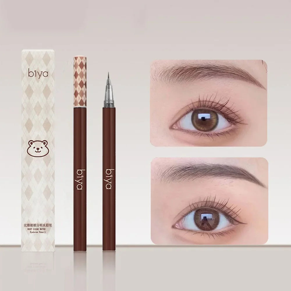 Thin Liquid Eyebrow Pen 0.01mm Waterproof Sweat-Proof Colorfast Easy-To-Draw Brown & Grey Eyebrow Pencil