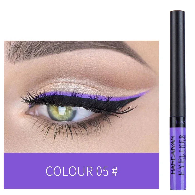 12 Colors Colorful Liquid Eyeliner Pencil Waterproof Long-Lasting Quick-Dry No Blooming Blue Pink Eye Liner Pen Cosmetics Tools