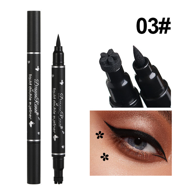 2 IN 1 Butterfly Seal Eyeliner Pen Star Moon Stamp Long-Lasting Waterproof Black Liquid Eye Liner Pencil
