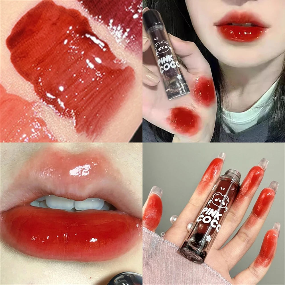 Dark Red Brown Mirror Lip Glaze Water Light Moisturizing Non-Fading Lip Gloss Highly Pigmented Sexy Liquid Lipstick Lip Cosmetic