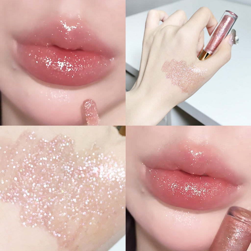 Moisturizing  plump and sparkling lip gloss  water-glossy mirror lip glaze  moisturizing and moisturizing lip oil for pouty lips